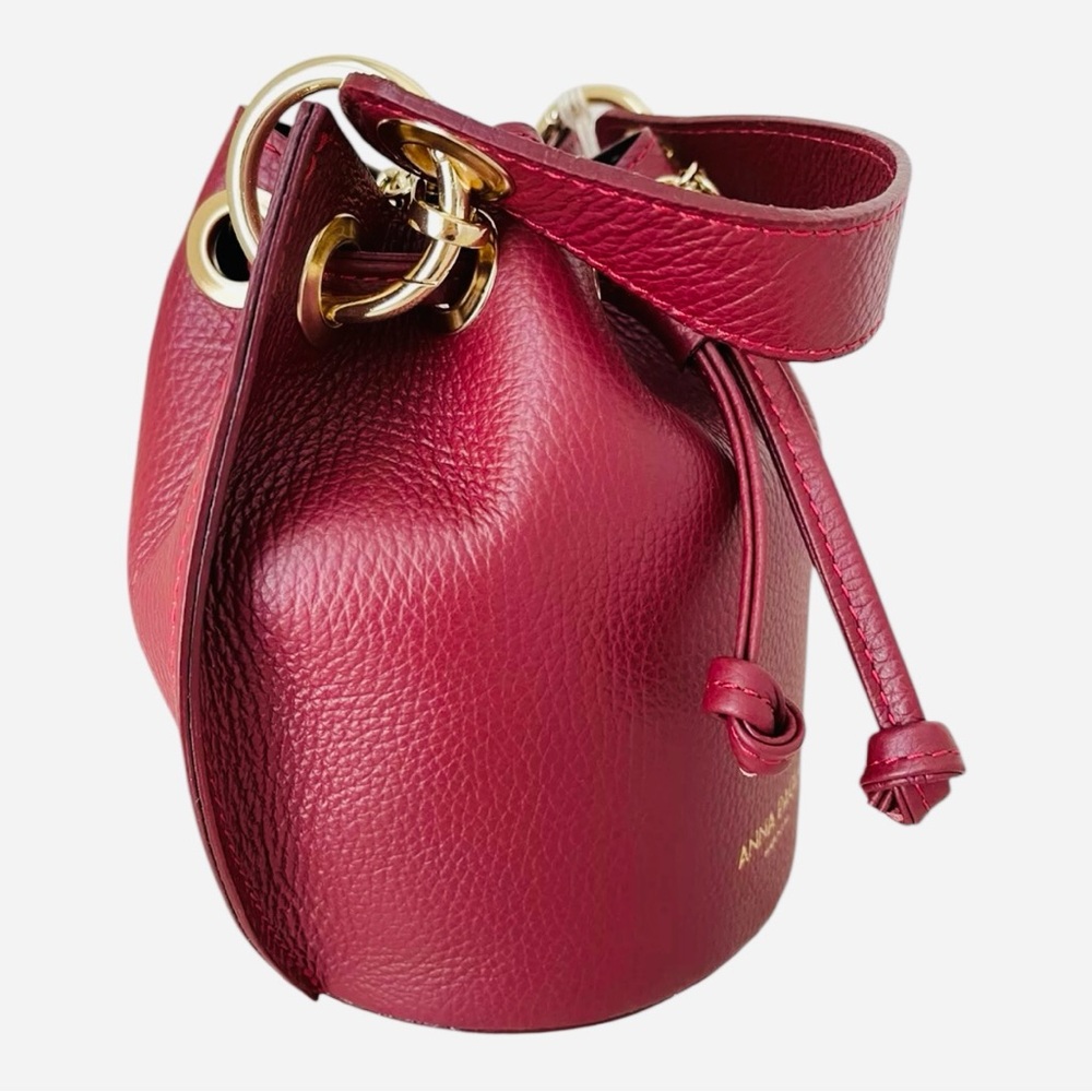 NWT Handmade Anna Paola Italy Leather Bucket Purse – Ruby Burgundy - Picture 4 of 15